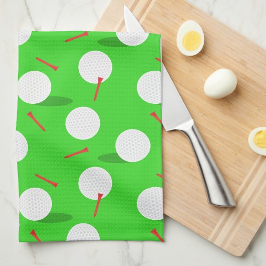 ゴルフゴルファーのゴルフ、おもしろいゴルフボール及びティー キッチンタオル (四つ折り)