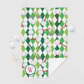 ゴルフゴルファーアーガイルパターン（の模様が）あるモノグラム ゴルフタオル (インサイチュ)