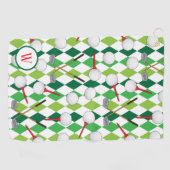 ゴルフゴルファーアーガイルパターン（の模様が）あるモノグラム ゴルフタオル (横)