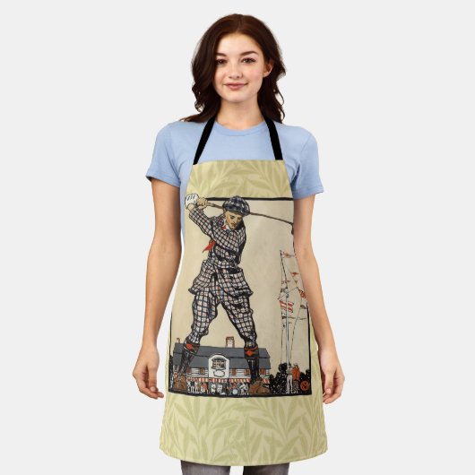 ゴルフゴルファーヴィンテージアンティークゴルフ エプロン (着用した状態)