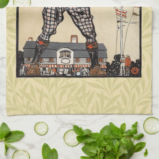 ゴルフゴルファーヴィンテージアンティークゴルフ キッチンタオル (折り畳み)