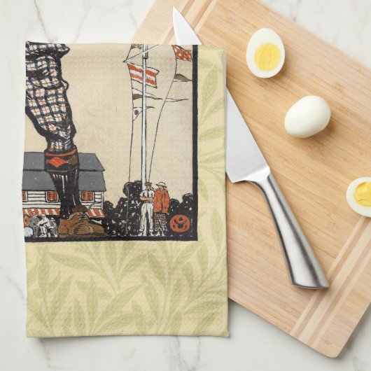 ゴルフゴルファーヴィンテージアンティークゴルフ キッチンタオル (四つ折り)