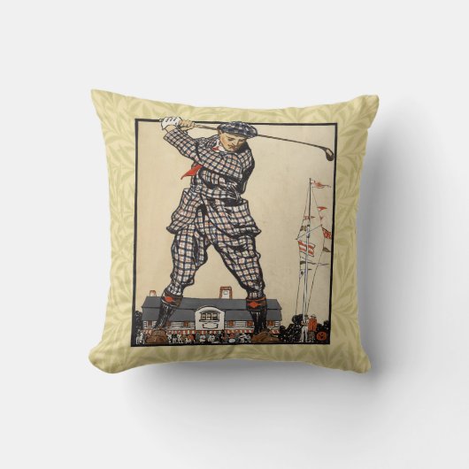 ゴルフゴルファーヴィンテージアンティークゴルフ クッション (正面)