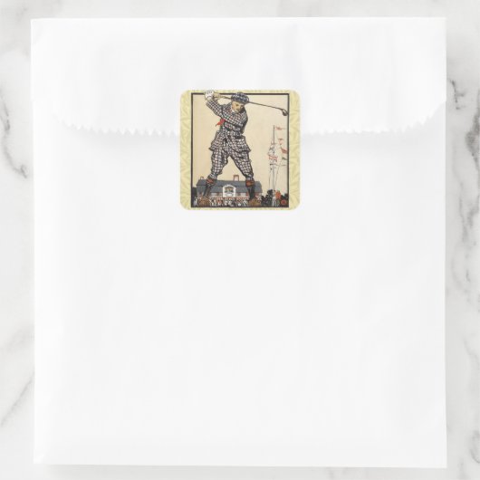 ゴルフゴルファーヴィンテージアンティークゴルフ スクエアシール (バッグ)