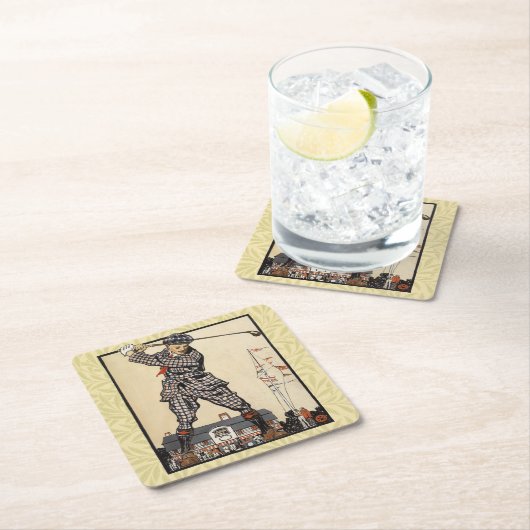 ゴルフゴルファーヴィンテージアンティークゴルフ スクエアペーパーコースター (インサイチュ)