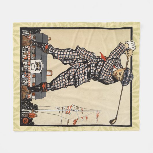 ゴルフゴルファーヴィンテージアンティークゴルフ フリースブランケット (正面(横))