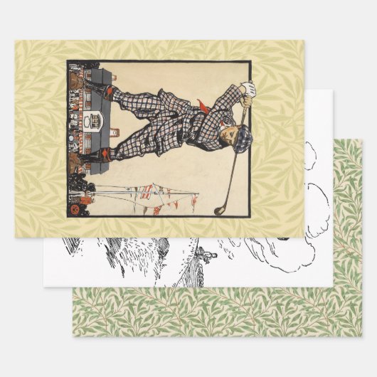 ゴルフゴルファーヴィンテージアンティークゴルフ ラッピングペーパーシート (セット)