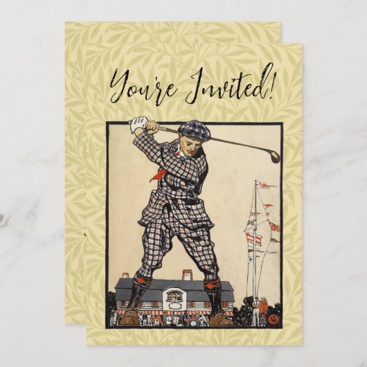 ゴルフゴルファーヴィンテージアンティークゴルフ 招待状 (正面/裏面)