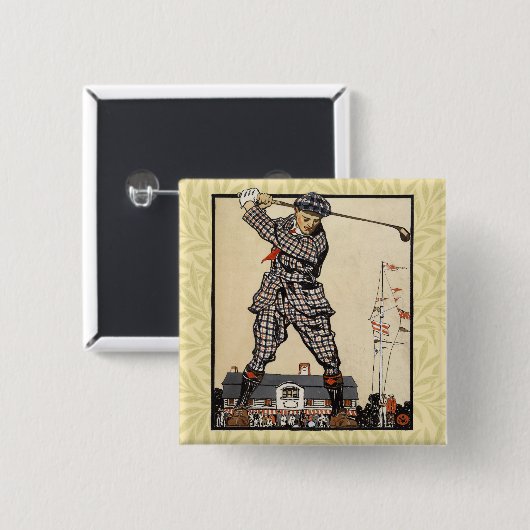 ゴルフゴルファーヴィンテージアンティークゴルフ 缶バッジ (正面&裏面)