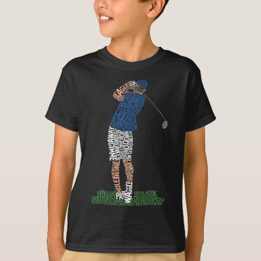ゴルフゴルファー単語アートTシャツ Tシャツ (正面)