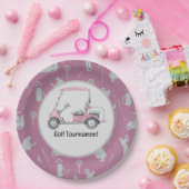 ゴルフゴルフゴルフカートパーティートーナメントピンク ペーパープレート (パーティー)