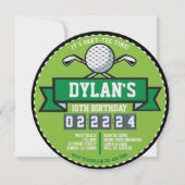ゴルフゴルフゴルフゲームスポーツ子供の誕生日パーティーラウンド 招待状 (正面)