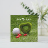 ゴルフゴルフボールとハートで日付を保存 招待状 (スタンド正面)