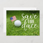 ゴルフゴルフボールとUSAで日付を保存する.flag ポストカード (正面/裏面)