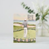 ゴルフサンキューカードゴルフコース水彩画 ポストカード (スタンド正面)