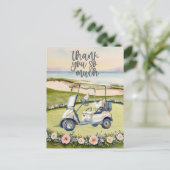 ゴルフサンキューカードゴルフコース水彩画 ポストカード (スタンド正面)