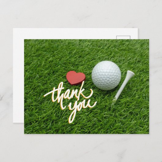 ゴルフサンキューカード付ゴルフボールティー付き愛 ポストカード (正面/裏面)