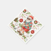 ゴルフサンタのクリスマス スタンダードカクテルナプキン (角)