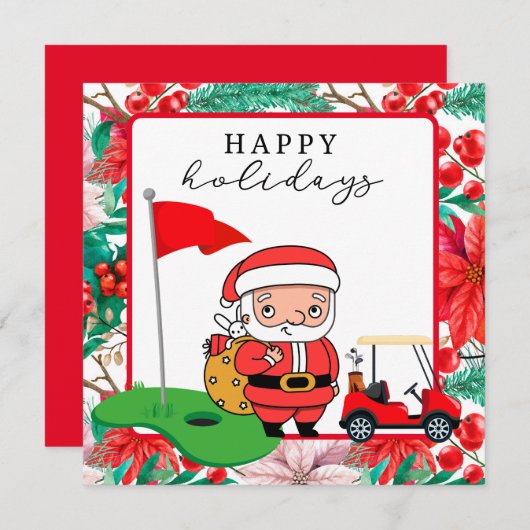 ゴルフサンタクロースとカートフラッグハッピーホリデー (正面/裏面)
