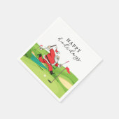 ゴルフサンタクロースのゴルファーのハッピーホリデー スタンダードカクテルナプキン (角)