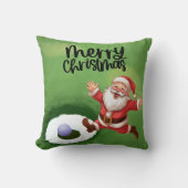 ゴルフサンタクロースのゴルフコースクリスマスゴルファー クッション (正面)