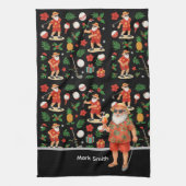 ゴルフサンタクロースのゴルフ夏のハワイアンをテーマ キッチンタオル (縦)