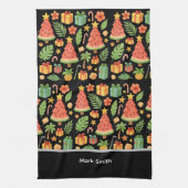 ゴルフサンタクロースのゴルフ夏のハワイアンをテーマ キッチンタオル (縦)