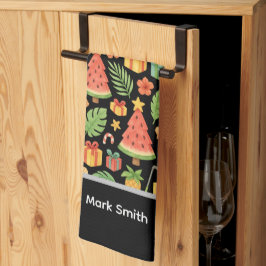 ゴルフサンタクロースのゴルフ夏のハワイアンをテーマ キッチンタオル