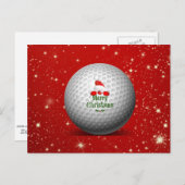 ゴルフサンタ,クお洒落リスマスデザイン ポストカード (正面/裏面)