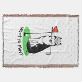 ゴルフシベリアのハスキー（黒）犬遊のかわいいおもしろい スローブランケット (正面)