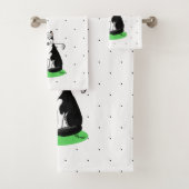 ゴルフシベリアのハスキー（黒）犬遊のかわいいおもしろい バスタオルセット (インサイチュ)