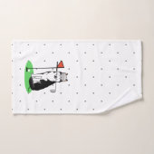 ゴルフシベリアのハスキー（黒）犬遊のかわいいおもしろい バスタオルセット (ハンドタオル)