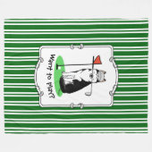 ゴルフシベリアのハスキー（黒）犬遊のかわいいおもしろい フリースブランケット (正面(横))