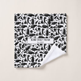 ゴルフシルエットパタークラシックンブラック&ホワイト ウォッシュタオル