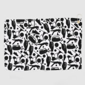 ゴルフシルエットパタークラシックンブラック&ホワイト ゴルフタオル (横)