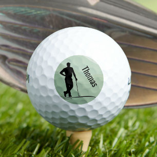 ゴルフシルエット，男性，グリーン上の名前 ゴルフボール