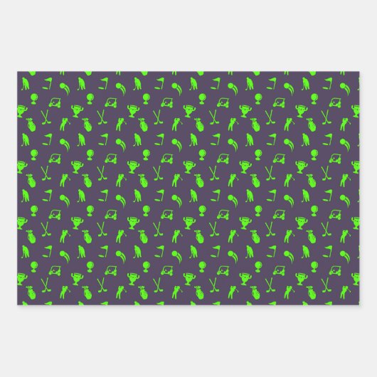 ゴルフシンボルカートクラブ緑の海軍ギフト ラッピングペーパーシート (正面)