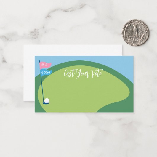 ゴルフジェンダーが投票カード、投票ピンクまたは青を明らかにする ノートカード (正面/裏面インサイチュ)