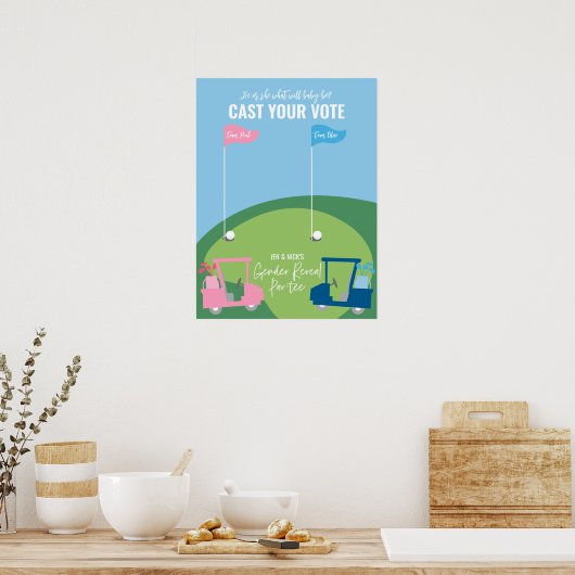 ゴルフジェンダーが投票サインを明らかにする – チームピンクまたはブルー ポスター (キッチン)