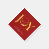 ゴルフジョイ&ピースレッドクリスマス スタンダードカクテルナプキン (角)