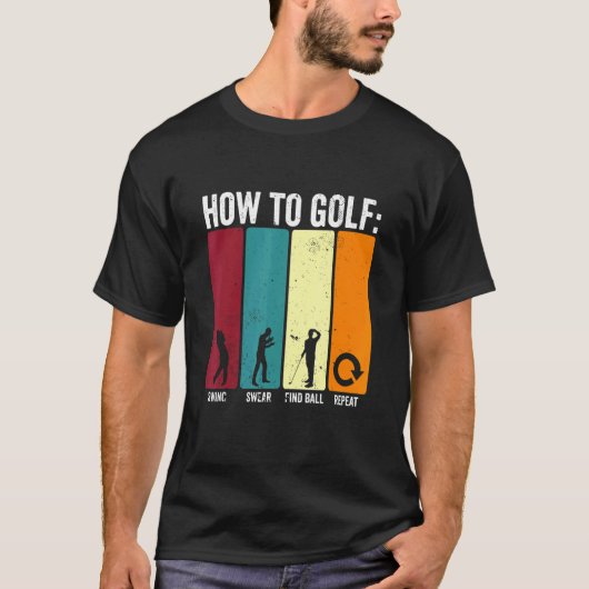 ゴルフスイングの呪いの言葉を繰り返す面白いゴルフ Tシャツ (正面)
