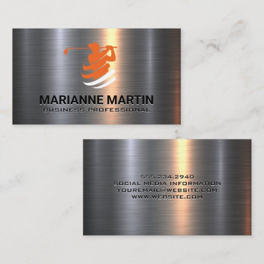 ゴルフスイングロゴ | メタリック 名刺 (正面/裏面)