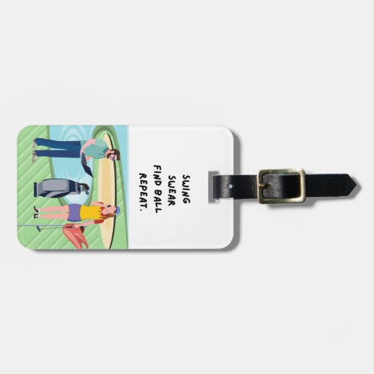 ゴルフスイング誓いボールを見つける繰り返しゴルファー ラゲッジタグ (正面横)