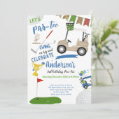 ゴルフスイング違う誕生日招待状カード (スタンド正面)