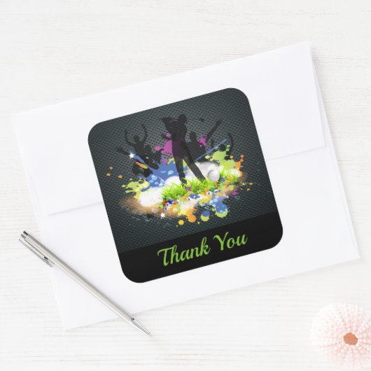 ゴルフスウィングサポーターパーソナライズされたゴルファー スクエアシール (封筒)