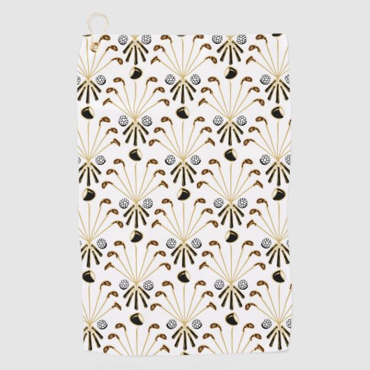 ゴルフスティック |金ゴールド+黒。ヘビーホワイト ゴルフタオル (正面)