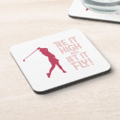 ゴルフスポーおもしろいツティー引用文キュートピンクマゼンタレッド コースター (左側)