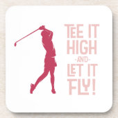 ゴルフスポーおもしろいツティー引用文キュートピンクマゼンタレッド コースター (正面)
