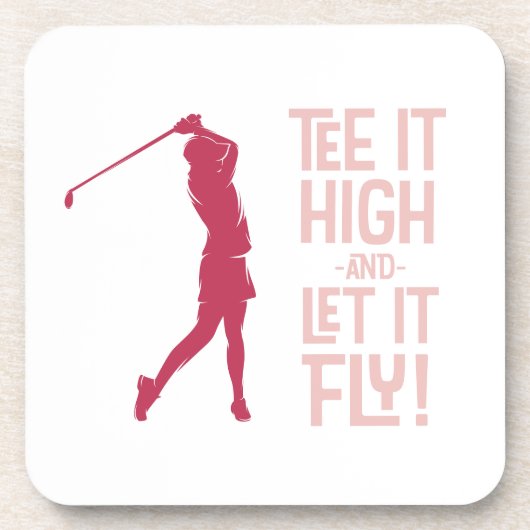 ゴルフスポーおもしろいツティー引用文キュートピンクマゼンタレッド コースター (正面)
