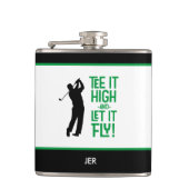 ゴルフスポーツキュートユーモアティー引用文ブラックグリーン6oz フラスク (正面)